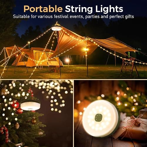 KUQIHUG Camping String Lights, 32.8FT Rechargeable Camping Lights with Quick Storage Reel, 8 Modes Waterproof Hanging LED Camping Lights for Tent, RV Awning, Patio and Outdoor Camping Gear Essentials thumbnail 7