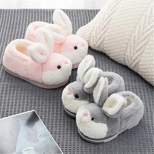 YILANLAN Women's Cute Bunny Animals Slippers Interesting Comfortable Furry Slippers Soft Plush Winter season Keep warm Home Slippers thumbnail 3