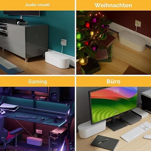 D-Line Kabelbox, Steckdosenleiste verstecken, Kabelmanagement für Schreibtische, TV-Kabel organisieren – 325mm (L) x 125mm (B) x 115mm (H) – Klein, Weiß thumbnail 6