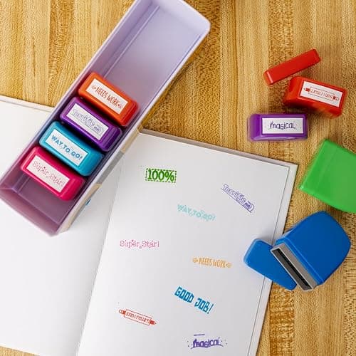 Teacher Stamps - Self Inking Motivational Encouraging, for School, Set of 8 | For Classroom and Home School Setting thumbnail 2