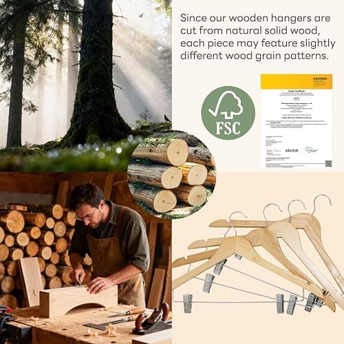 12 Pack Wood Hybrid Hangers thumbnail 8