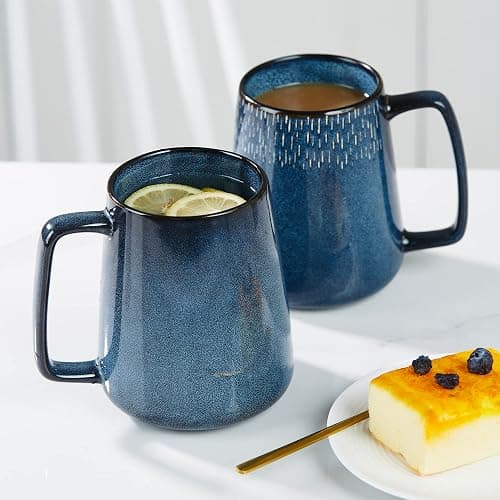 Large Ceramic Coffee Mugs, 24 OZ Extra Large Tea Cup, Jumbo Mug, Big Handle | Extra Large Tea and Coffee Cup for Office and Home, Microwave and Dishwasher Safe (24 oz Blue) thumbnail 6