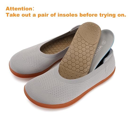 WHITIN Women's Wide Toe Box Barefoot Ballet Flats W93 | Natural Toe Space for Wide Feet, 2 Removable Insoles for Adjustable Fit, Comfort for Office, Dress, Bussiness Casual, Daily thumbnail 2