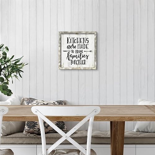 Kitchen Quote Wall Art Decor: Rustic Kitchen Sayings Wooden Framed Picture Dining Room Rules Signs Print Farmhouse Inspirational Artwork Painting for Home Country Room 12 x 12 Inches thumbnail 5