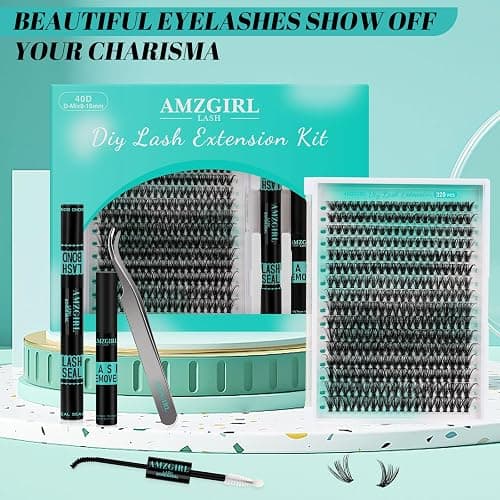 Lash Extension Kit 320Pcs,DIY Individual Lashes Clusters Kit,Lash Bond And Seal,Lash Remover For Eyelashes Extensions,Lash Applicator Tool For False Eyelash Cluster Kit At Home(40D,D-Mix9-16mm Kit) thumbnail 7