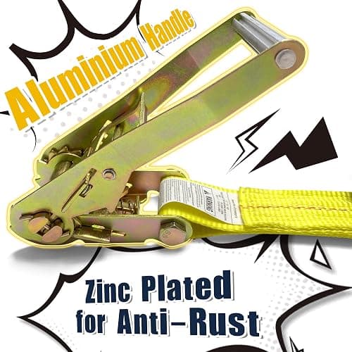 KJE Ratchet Straps Heavy Duty(4 Pack), 2" x 15' Ratchet Strap 10,000 Lbs Max Break Strength, Tie Down Ratcheting with J-Hook, Cargo Straps for Truck, Trailer, Moving Appliances thumbnail 3