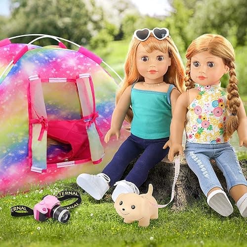 ZITA ELEMENT 7-Piece Fashion Doll Camping Set - Tent, Sleeping Bag, Clothes, Shoes, Camera, Glasses, Dog Toy thumbnail 4