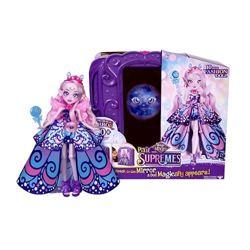 Magic Mixies Pixie Supremes Magic Mirror. Luna The Butterfly Pixie Supreme. Mix Magic Potion, Find Moonstone, Release to Reveal a Premium 10.5" Pixie Supreme Doll. 50+ Lights & Sounds. Fortune Teller - Image 1
