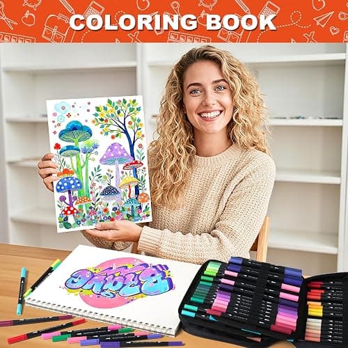 120 Colors Dual Tip Brush Pens Art Markers for Adult Coloring Books, Artist Drawing Sketch Markers Set with Fine & Brush Tip thumbnail 7