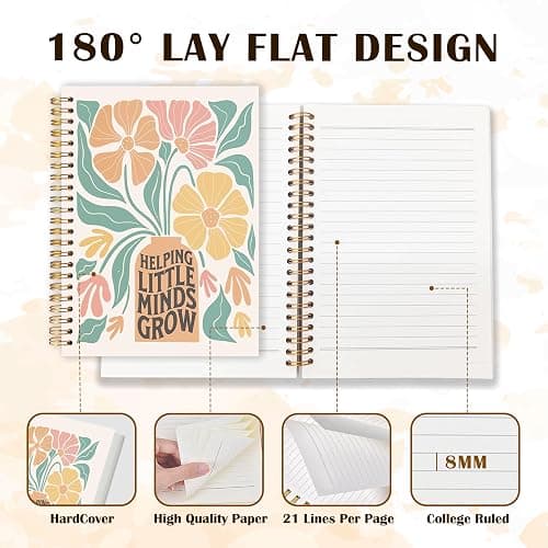 Qabliqo Teachers Gifts Spiral Notebooks, Boho Floral End of Year Teacher Gifts Journal for Writing, Teacher Appreciation Gift Notebook for Note Taking, Teachers Office Supplies, 5.5x8.3 Inch thumbnail 4