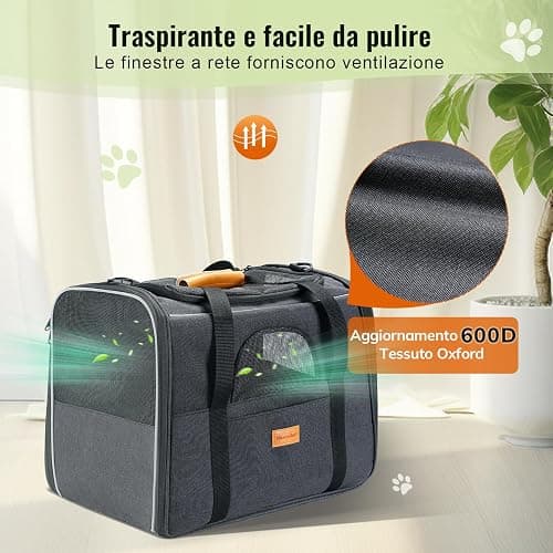 Trasportino per Cani e Gatti, Morpilot Gabbietta Morbida per Animali Domestici, Borsa portabile o a Tracolla in Tessuto da Trasporto Confortevole, Borsa Ripiegabile Viaggio Sull' Aereo thumbnail 2