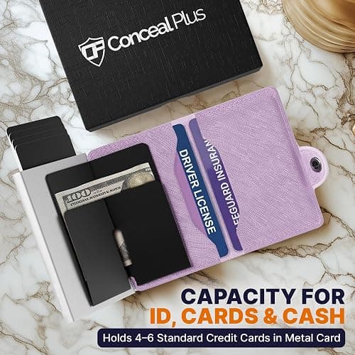 Conceal Plus Small RFID Wallet for Women, Slim Compact RFID Blocking Credit Card Holder Womens Wallet, Smart Pop Up Minimalist Card Case, Holds 4-6 Standard Cards Plus Cash & ID, Compact Travel Wallet thumbnail 6