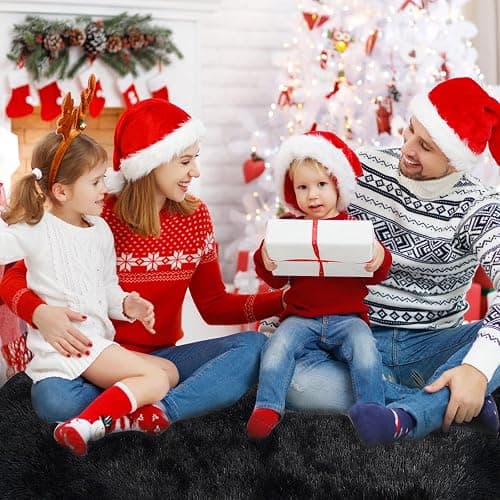 yulidayang Black Fluffy Round Area Rugs for Bedroom,4'X4'Shag Circle Area Rugs for Living Room,Non Slip Fuzzy Plush Rug for Kids Room Boys Girls Room and Dorm Home Decor Rug - 4ft Round - Black thumbnail 7