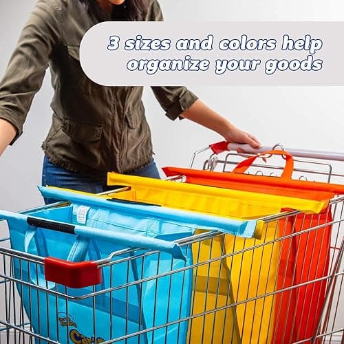 Scrub Daddy Cart Daddy - Trolley Bags for Shopping Trolley, Pack of 3 Shopping Carriers, Replace Carrier Bags with Heavy Duty Reusable, Foldable Fabric Organisers for Groceries & Food, Washable thumbnail 6