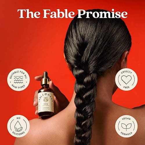 Fable and Mane Hair Oil - HoliRoots Strengthening Serum for Damaged, Frizzy Hair with Ashwagandha, Castor Oil & Scalp Treatment - 1.8FL oz thumbnail 5