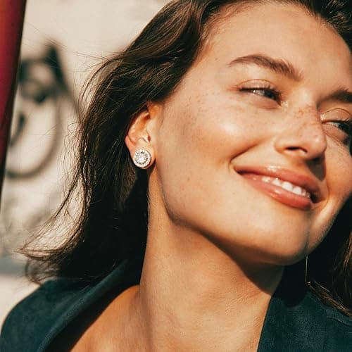 ZELORES 4 Pairs Sterling Silver CZ Stud Earrings for Women 14K Gold Plated Brilliant Celtic Heart Big Stud Earrings Set Cubic Zirconia Earrings Studs for Sensitive Ear thumbnail 2