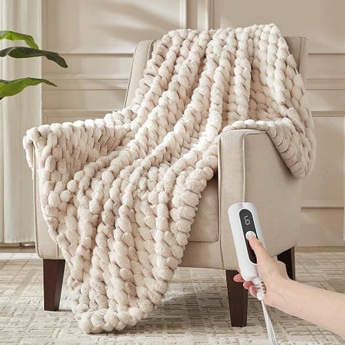 ACCU-WARMTH Heated Throw Blanket - Fast Heating 3D Jacquard Electric Heated Blanket, Cozy Heating Blanket with 6 Heating Settings & 4 Hours Auto-Off, Machine Washable, 50"x60", Tie-Dye Grey - Image 1