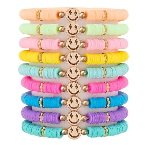 JIASHUYEYE Preppy Bracelets for Teen Girls - Stackable Boho Surfer Friendship Bracelets Set for Little Girls & Women - Image 1
