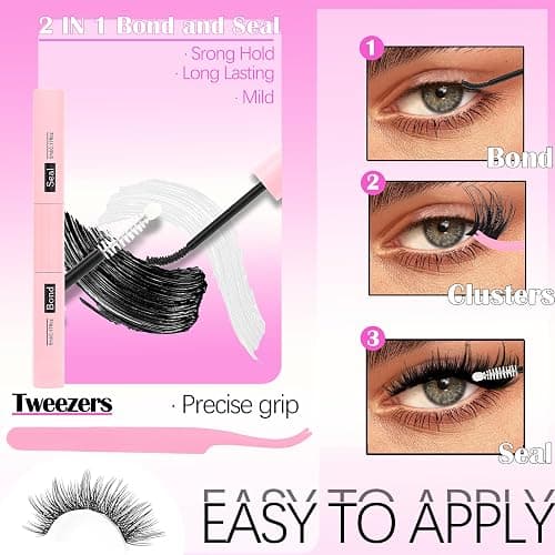 YIDUO 3 Styles Lash Clusters Kit Bulk Packs with 2×Bond&Seal Volume/Manga/ultra/Dramatic Eyelash Extensions 8-18mm lashes Clusters Kit Wispy D Curl Individual Fake Eyelashes Kit DIY at Home Easily thumbnail 8