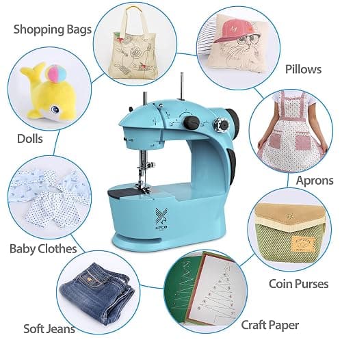KPCB Tech Mini Sewing Machine with Extension Table and 42PCS Sewing Kit (Blue) - Blue thumbnail 7