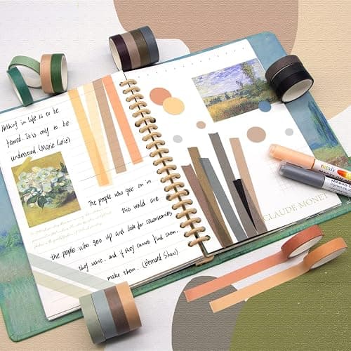 Mooker 39 Rolls Washi Tape Set - Morandi Colored Masking Tape, Thin Vintage Tape for Journaling, Scrapbooking Supplies, Crafts Aesthetic, Gift (Nature Color 10mm) thumbnail 6