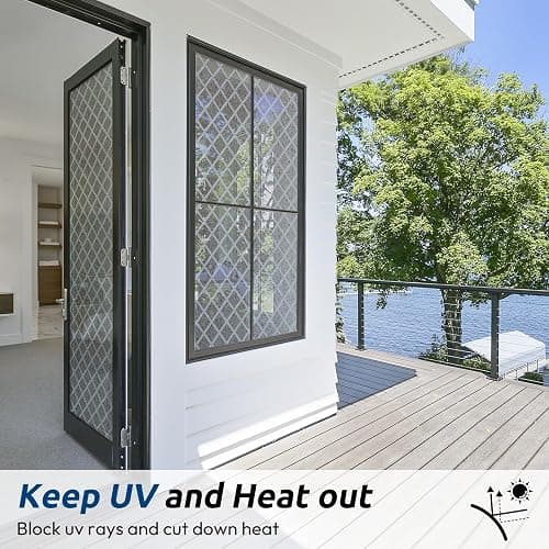 rabbitgoo Window Privacy Film, Decorative Privacy Window Film Sun Blocking, Frosted Glass Cling for Home Door, Non-Adhesive Static Cling Sticker Covering Heat Blocker, Clear, 17.5" x 78.7" thumbnail 6