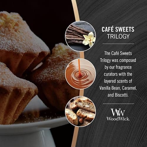 WoodWick Café Sweets Medium Hourglass Trilogy Candle, 9.7 oz. - Cafe Sweets Trilogy - Medium Hourglass thumbnail 4