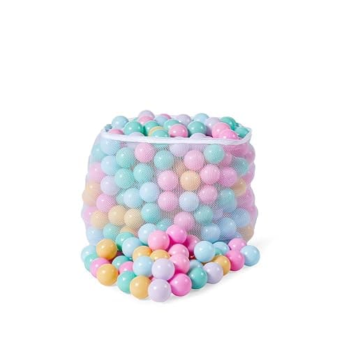 Amazon Basics BPA Free Crush-Proof Plastic Ball, Pit Balls with Storage Bag, Toddlers Kids 12+ Months, Pack of 400 Balls, 6 Pastel Colors - 400 Balls - 6 Pastel Colors thumbnail 5