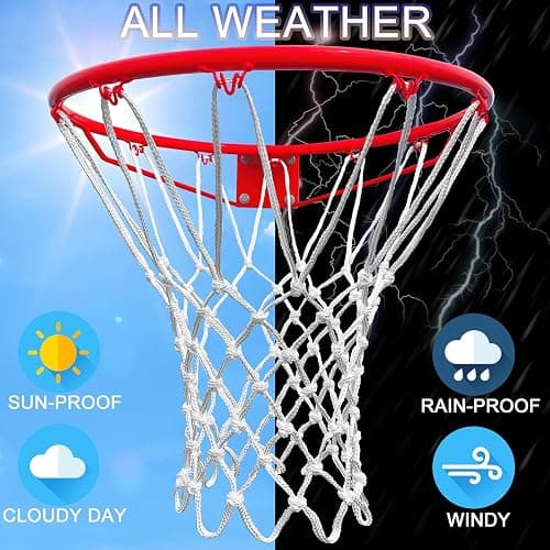 LAO XUE Basketball Net Outdoor,(7.16 oz) 12 Loops Professional Heavy Duty Basketball Net Replacement,All Weather Anti Whip, Suitable for Outdoor Standard 12 Loops Basketball Hoop thumbnail 4