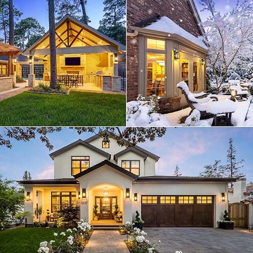 Outdoor Wall Light Fixtures, Exterior Waterproof Wall Lanterns, Porch Sconces Lighting with E26 Sockets & Glass Shades, Modern Matte Black Outside Lights for Patio Front Door Entryway Garage, 2-Pack thumbnail 8