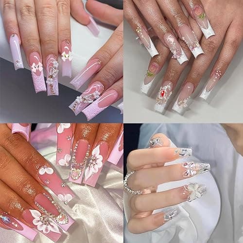CUBLIVE 24PCS Nail Charms Y2k Alloy Nail Art Rhinestone Charms 3D Heart Star Bow with Rhinestones Cherry Nails Gems Shiny Jewelry Nails Decorations Accessories Supplies (AD24) thumbnail 4