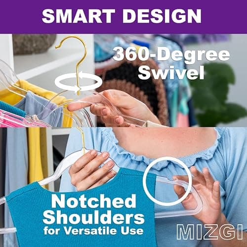 Premium Clear Invisible Acrylic Hangers,Crystal Plastic Hangers,Clear Hangers 50 Pack Ultra Slim & Space Saving Suit Hangers for Coats, Pants & Dress Clothes thumbnail 6