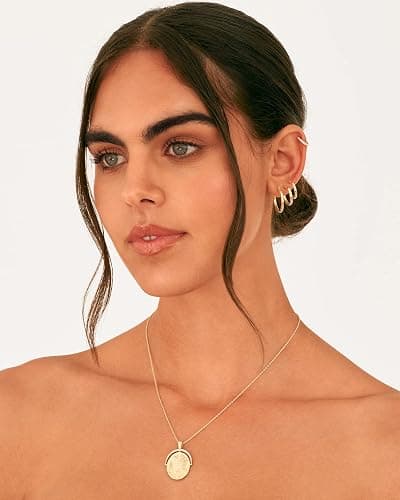 18K Gold Plated 925 Sterling Silver Posts Small Hoop Earrings for Women - Trendy Geometric Plain Chunky Huggie Earscape Piercing Pack - Everyday Gold Hoop Earrings Set thumbnail 4