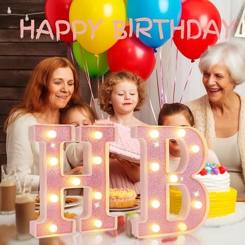Small Led Marquee Letters, Light Up Letters, 8.58 Inch Led Letter Lights, Battery Powered Lighted Sign for Table, Party, Birthday, Christmas Decor (Pink Glitter, Letter B) thumbnail 4