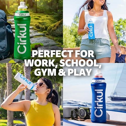 Cirkul 22oz. Black Grip Stainless Steel Water Bottle & Sport Lid, Durable, Insulated, Protective Grip, Leakproof & Heavy Duty with Flavor Cartridge Included (FitSip Island Punch) thumbnail 7