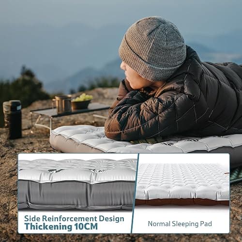 Naturehike 20oz Ultralight Sleeping Pad with Sidewalls, Insulated Inflatable Sleeping Pad 6.5R, Lightweight Sleeping Mat for Camping, Hiking, Backpacking, 10cm Thickened thumbnail 4