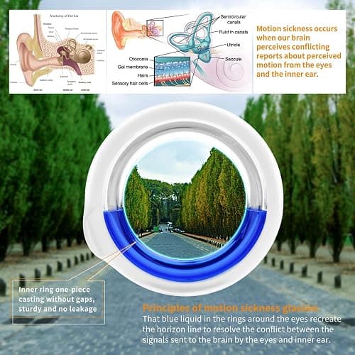Hion Motion Sickness Glasses,Relieve Carsickness Airsickness Seasickness Glasses,Ultra-Light Portable Nausea Vertigo Glasses, No Lens Liquid Glasses for Adults or Kids(Violet-1Pair) thumbnail 3