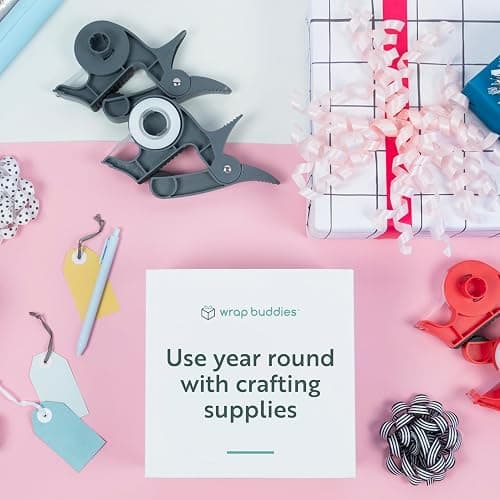 Wrap Buddies Tabletop Gift Wrapping Tool — Wrap Buddies Adjustable Paper Clamps with Tape Dispenser for Wrapping, Crafts, & Holiday Projects — Fits Most Tables & Countertops — Slate Grey, Set of 2 thumbnail 4