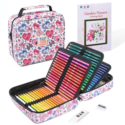 H & B 120 Colored Soft-core Coloring Pencils Set, Coloring Book and Portable Storage Bag for Painting, Art Supplies Gift for Artists Adult Children Beginners - Image 1