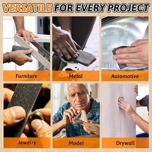 45 PCS Wet Dry Sandpaper 80-5000 Grit Sheets for Polishing & Finishing | 9 x 3.6 Inch Sand Paper Assortment Pack, Silicon Carbide Abrasive, Grit Marked Sheets, Wood, Metal & Automotive Polishing thumbnail 5