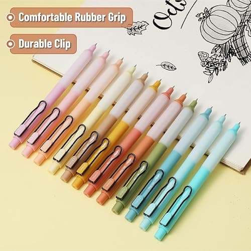 Mr. Pen- Retractable Pens, 12 Pack, Black Ink, Pastel Barrels, Fast Dry, Fine Point 0.5mm, Cute Pens for Journaling thumbnail 5