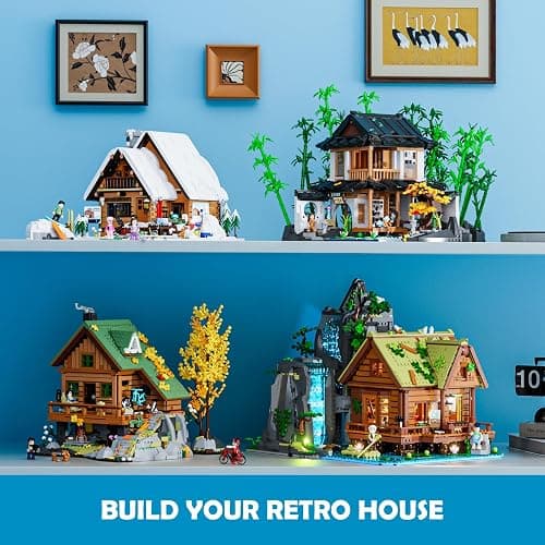 LUMIBRICKS Waterfall-Cabin Lighting Building-Bricks Set - 2539 Pcs Retro Waterfall House Collection LED Light Set for Adults and Retro House Architecture Building Collectors thumbnail 7