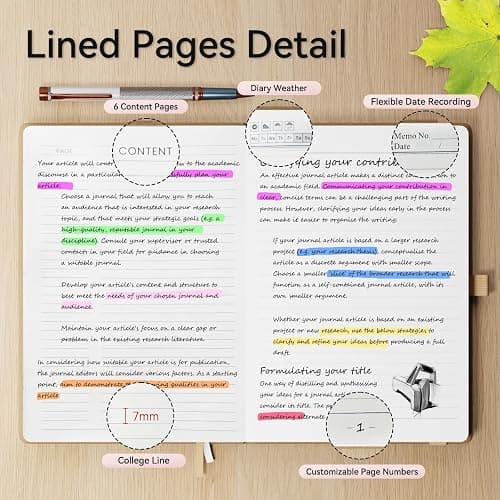NORDUN Notebook A5 360 Pages,Lined Notebooks with Sticky Notes&Inner Pocket,100gsm Thick Paper Journals Notebook for Women Men Writing School,Office,Travel,14.5 x 21cm - Brown thumbnail 3