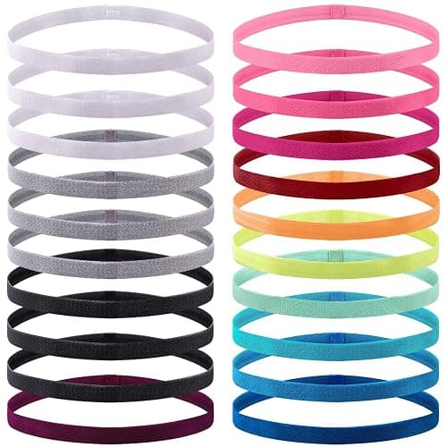 Duufin 20 Pieces Elastic Headbands Non Slip Sport Headband Colorful Workout Headband Sweatband Fashion Yoga, Running Elastic Sports Headbands for Women, Men and Girls, 14 Colors - Image 1