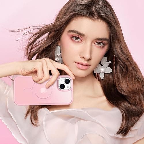 BENTOBEN Compatible with iPhone 15 Plus Case, Translucent Matte Slim Shockproof Magnetic Phone case [Compatible with MagSafe] Women Men Girl Boy Protective Cover for iPhone 15 Plus, Tender Pink thumbnail 7