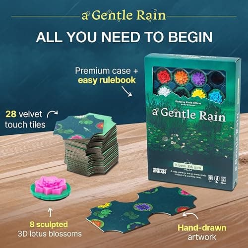 A Gentle Rain – Bloom Edition – Calming Tile-Laying Puzzle Game with 3D Lotus Blossoms – Mindful Solo, 2-Player, or Cooperative Play in 15 Min – Premium Tactile Board Game, Giftable & Family-Friendly thumbnail 3