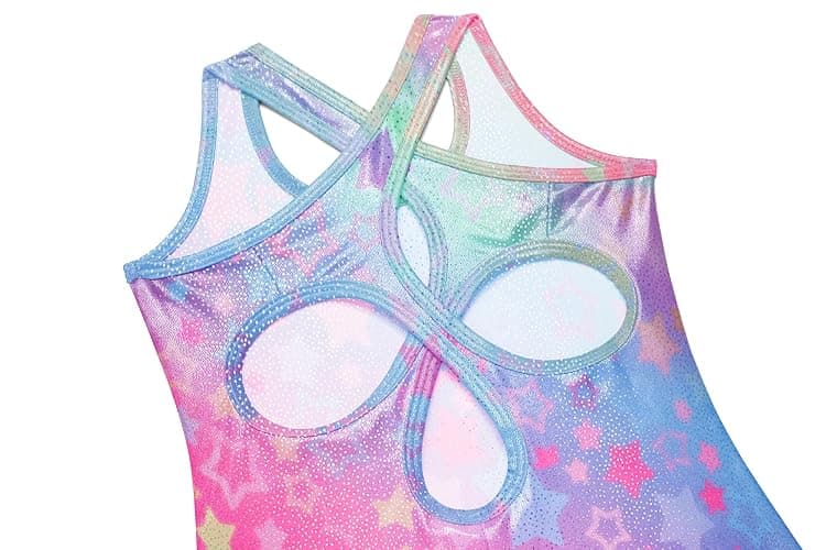 Zaclotre Gymnastics Leotards for Girls Hollow Back Sparkly Sleeveless Dance Leotard Unitards with Gym Shorts Combo thumbnail 3