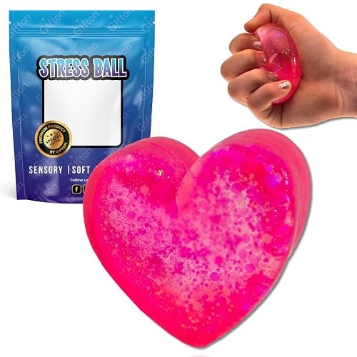 Gifton - Heart Stress Relief Ball for Anxiety Nice Hand Finger Grips Physio Therapy - Sensory Toy Gift for Kids Adults Men Women Teen Birthday Present for Girl Boy Christmas Stocking Filler - Image 1