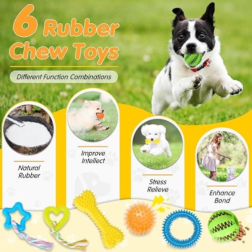 Zeaxuie 25 Pack Luxury Dog Chew Toys for Puppy, Dog Toys with Ropes, Treat Ball and Squeaky Puppy Toys for Teething Small Dogs thumbnail 5