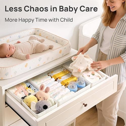 Vtopmart 18 Pack Baby Clothes Organizer, Fabric Drawer Drawer Bins, White | Nursery Drawer Storage, Baby Clothes Organization, Foldable Fabric Bins, Dresser Closet Organizer, Socks, Bras & Accessories thumbnail 6